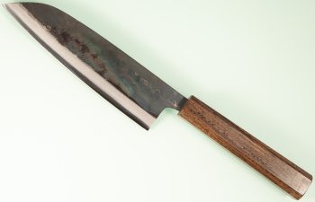 Hatsukokoro Kokugei Blue1 Kurouchi Wa-Santoku 165mm Bubinga