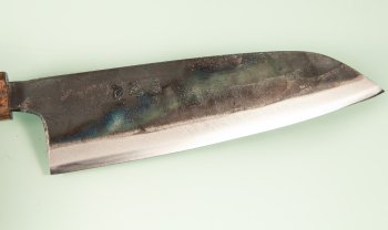 Hatsukokoro Kokugei Blue1 Kurouchi Wa-Santoku 165mm Bubinga