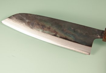 Hatsukokoro Kokugei Blue1 Kurouchi Wa-Santoku 165mm Bubinga