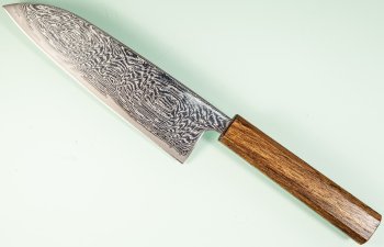 Tsunehisa AUS10 Nami Damascus Wa-Santoku 170mm Oak