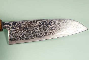 Tsunehisa AUS10 Nami Damascus Wa-Santoku 170mm Oak