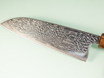 Tsunehisa AUS10 Nami Damascus Wa-Santoku 170mm Oak