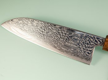 Tsunehisa AUS10 Nami Damascus Wa-Santoku 170mm Oak