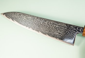 Tsunehisa AUS10 Nami Damascus Wa-Gyuto 185mm Oak