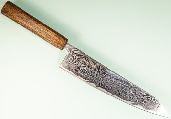 Tsunehisa AUS10 Nami Damascus Wa-Gyuto 215mm Oak