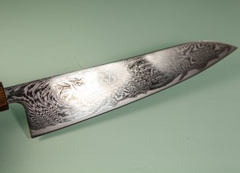 Tsunehisa AUS10 Nami Damascus Wa-Gyuto 215mm Oak