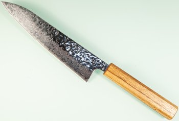Tsunehisa AUS10 Tsuchime Damascus Wa-Gyuto 185mm Oak