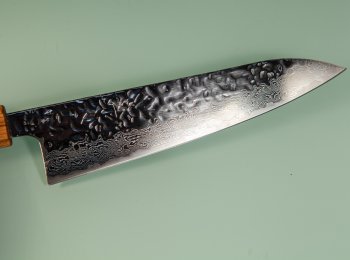 Tsunehisa AUS10 Tsuchime Damascus Wa-Gyuto 185mm Oak