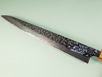 Tsunehisa AUS10 Tsuchime Damascus Wa-Sujihiki 245mm Oak