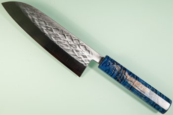 Tadafusa S-43 Wa-Santoku 170mm Hammered SLD blau stabilisiert