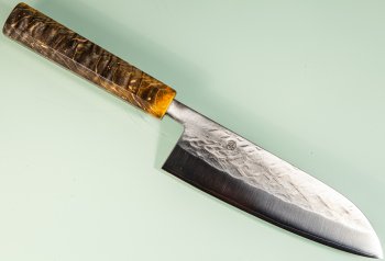 Tadafusa S-43 Wa-Santoku 170mm Hammered SLD gelb stabilisiert