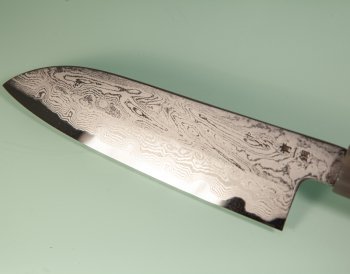 Nakagawa Satoshi Blue 1 Damascus Wa-Santoku 170mm Ebony