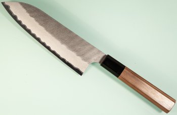 Nigara AS Satin Tsuchime Wa-Santoku 170mm Walnut/Buffalo