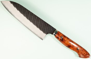 Nigara R2 Kurouchi Tsuchime Santoku 170mm Karin