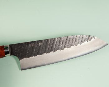Nigara R2 Kurouchi Tsuchime Santoku 170mm Karin