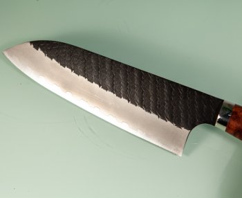 Nigara R2 Kurouchi Tsuchime Santoku 170mm Karin