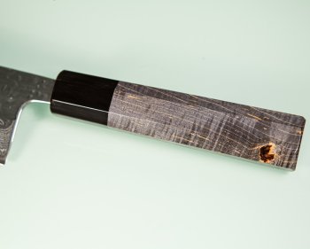 Tsunehisa AUS10 Tsuchime Damascus Wa-Nakiri 165mm grau stabilisiert/Bffelhorn