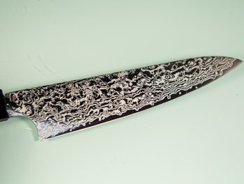 Hatsukokoro Ginga ATS-34 Nickel Damascus Wa-Petty 150mm Teak