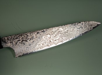 Hatsukokoro Ginga ATS-34 Nickel Damascus Wa-Petty 150mm Teak
