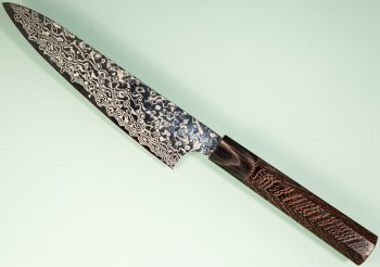 Hatsukokoro Ginga ATS-34 Nickel Damascus Wa-Petty 150mm Wenge