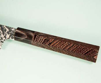 Hatsukokoro Ginga ATS-34 Nickel Damascus Wa-Petty 150mm Wenge