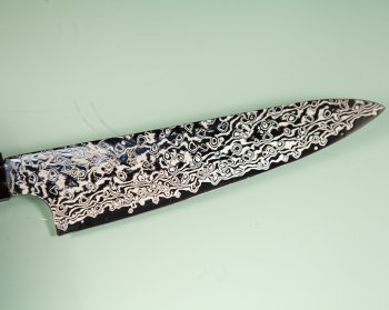 Hatsukokoro Ginga ATS-34 Nickel Damascus Wa-Petty 150mm Wenge