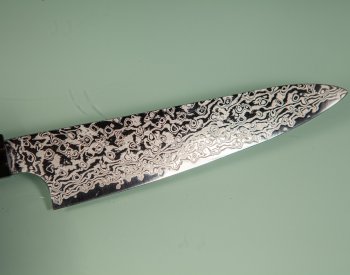 Hatsukokoro Ginga ATS-34 Nickel Damascus Wa-Petty 150mm Wenge