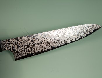 Hatsukokoro Ginga ATS-34 Nickel Damascus Wa-Petty 150mm Wenge