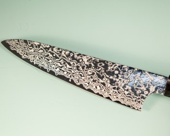 Hatsukokoro Ginga ATS-34 Nickel Damascus Wa-Petty 150mm Wenge