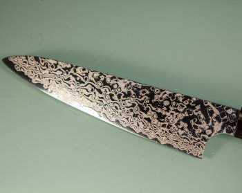 Hatsukokoro Ginga ATS-34 Nickel Damascus Wa-Petty 150mm Wenge