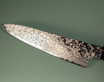 Hatsukokoro Ginga ATS-34 Nickel Damascus Wa-Petty 150mm Wenge