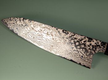 Hatsukokoro Ginga ATS-34 Nickel Damascus Wa-Santoku 185mm Teak