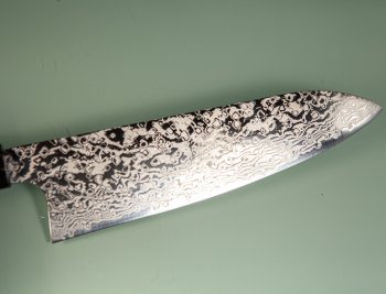 Hatsukokoro Ginga ATS-34 Nickel Damascus Wa-Santoku 185mm Teak