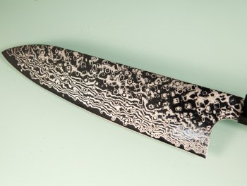 Hatsukokoro Ginga ATS-34 Nickel Damascus Wa-Santoku 185mm Teak