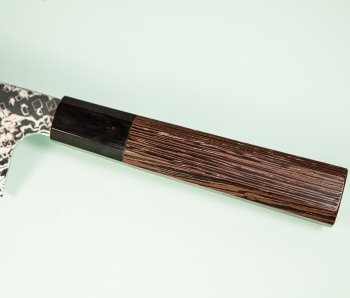 Hatsukokoro Ginga ATS-34 Nickel Damascus Wa-Santoku 185mm Wenge