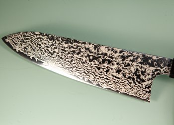 Hatsukokoro Ginga ATS-34 Nickel Damascus Wa-Santoku 185mm Wenge