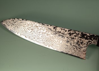 Hatsukokoro Ginga ATS-34 Nickel Damascus Wa-Santoku 185mm Wenge
