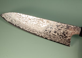 Hatsukokoro Ginga ATS-34 Nickel Damascus Wa-Santoku 185mm Wenge