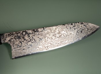 Hatsukokoro Ginga ATS-34 Nickel Damascus Wa-Santoku 185mm Wenge