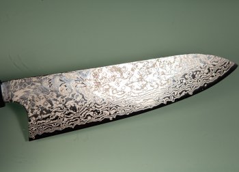 Hatsukokoro Ginga ATS-34 Nickel Damascus Wa-Santoku 185mm Wenge