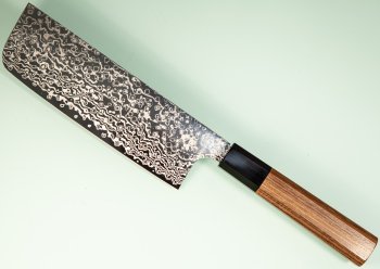 Hatsukokoro Ginga ATS-34 Nickel Damascus Wa-Nakiri 165mm Teak