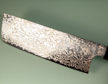 Hatsukokoro Ginga ATS-34 Nickel Damascus Wa-Nakiri 165mm Teak