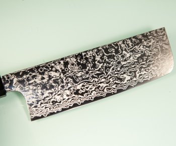 Hatsukokoro Ginga ATS-34 Nickel Damascus Wa-Nakiri 165mm Teak