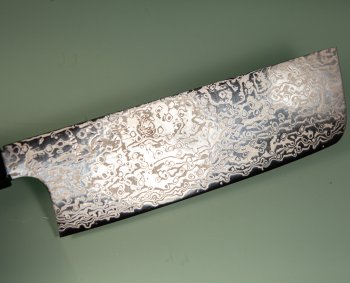 Hatsukokoro Ginga ATS-34 Nickel Damascus Wa-Nakiri 165mm Teak