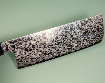Hatsukokoro Ginga ATS-34 Nickel Damascus Wa-Nakiri 165mm Teak