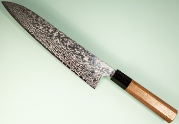 Hatsukokoro Ginga ATS-34 Nickel Damascus Wa-Gyuto 240mm Teak