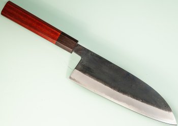 Nishida Shirogami 1 Extended Wa-Santoku 180mm Kurouchi Rengas