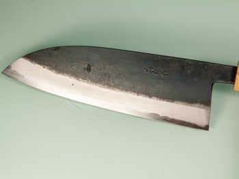 Nishida Shirogami 1 Extended Wa-Santoku 180mm Kurouchi Walnut