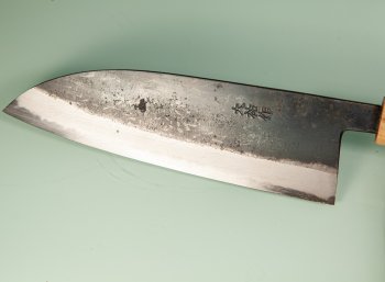 Nishida Shirogami 1 Extended Wa-Santoku 180mm Kurouchi Walnut