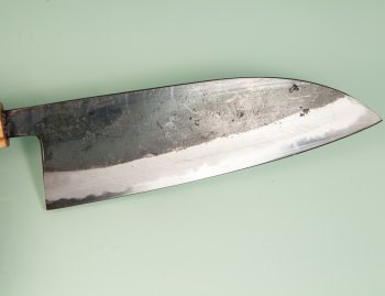 Nishida Shirogami 1 Extended Wa-Santoku 180mm Kurouchi Walnut